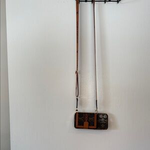 Brown and Black Phone Case with Strap fits an IPhone 6